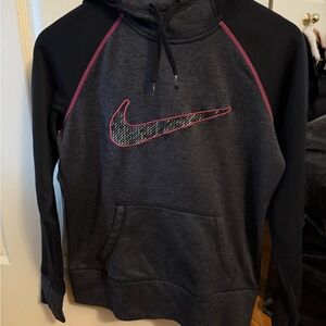 Nike Men's Black and Dark Gray Sweater with Pink Accents